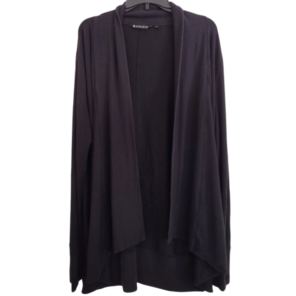 Athleta long black open cardigan wrap size large